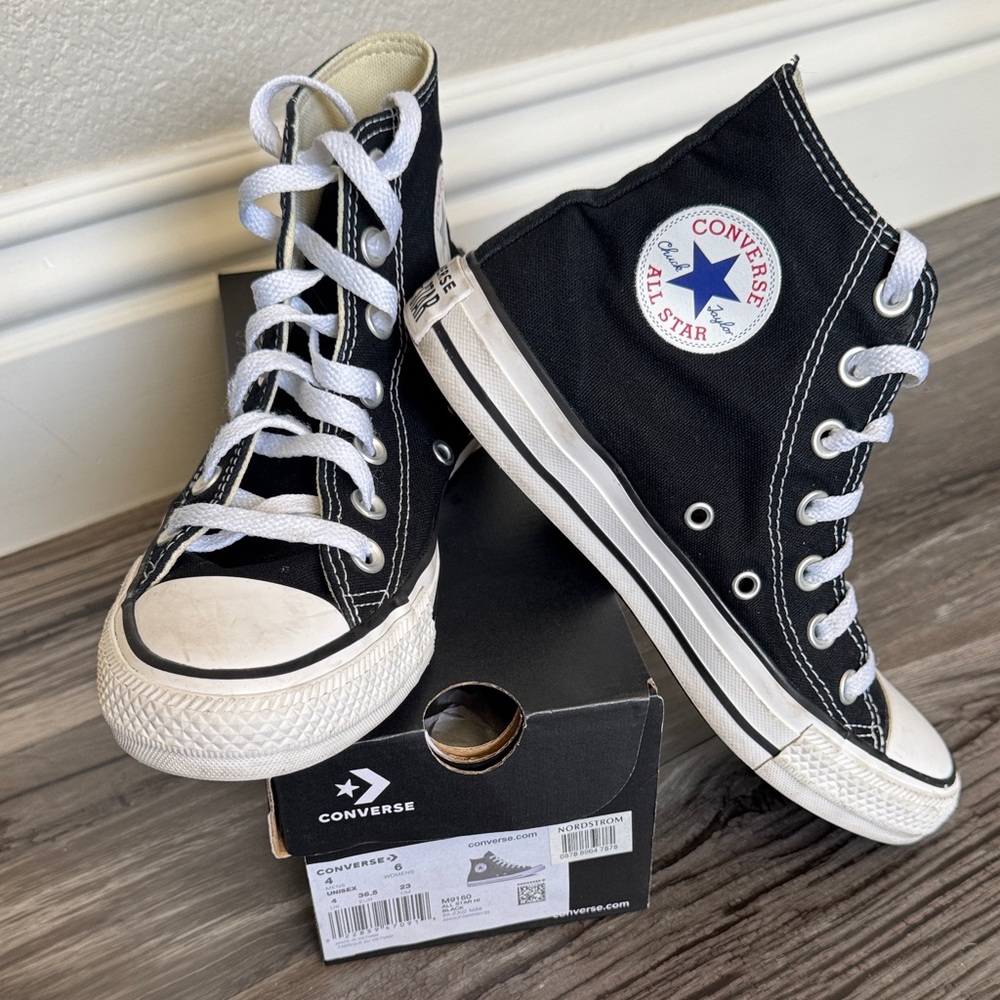 Converse Women’s High-Top Sneakers - Black with White Accents